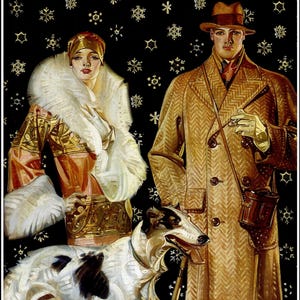 Stunning Snowflakes. Vintage Leyendecker Christmas Print: Flapper Illustration (Digital Download)