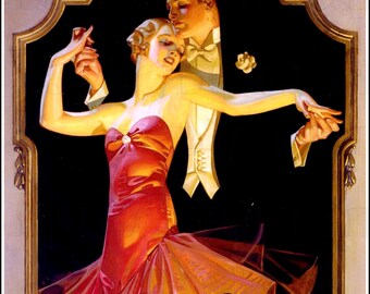 Art Deco Couple Illustration: Vintage Flapper Lyendecker art Print (Digital Download)