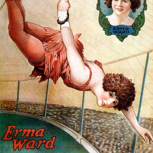 Vintage Circus Poster: Female Aerialist Art Print (Digital Download 6.857x10&quot;)