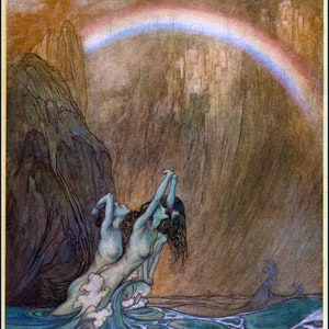 Arthur Rackham zeemeerminnen regenboog vintage illustratie (digitale download)
