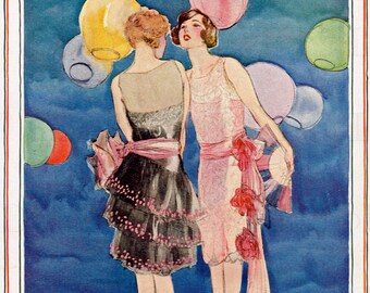 Ilustracja flapperki z lat 20. XX wieku: Sukienki imprezowe w stylu vintage (pobranie cyfrowe)