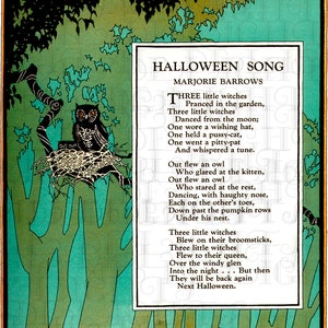 Halloween Gedicht! Eule. SELTENE Halloween Digital Download Gedicht. Vintage Halloween digitaler Download. Vintage Illustration. Gescannt vom ORIGINAL!