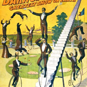 INSTANT DOWNLOAD 19th century art Vintage Circus Poster Digital Parker/'s Band Organs Harmonium 1800s