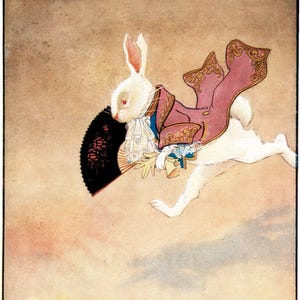 Impresión del Conejo Blanco de Alicia en el País de las Maravillas: Ilustración de Gwyneth Hudson (Descarga digital) de la primera edición