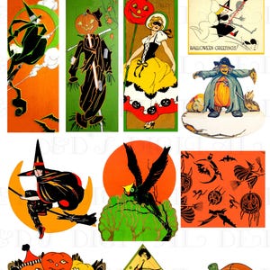 12 Vintage HALLOWEEN Images-Assorted Images-Clipart-Digital Images-Digital Download--Art Deco Flappers