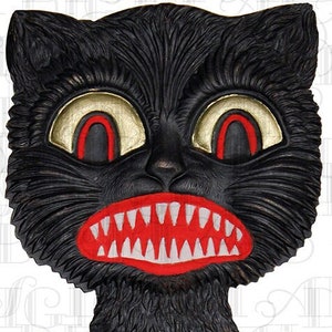 Vintage Freaky Black Cat Halloween Diecut (Digital Download)