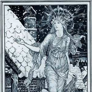 Fabuleuse illustration numérique vintage VICTORIAN Snow QUEEN. Conte de fées numérique vintage. Téléchargement numérique hiver/Noël.