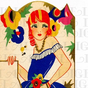 Gorgeous 1920s Deco Flapper With Red Curls. VINTAGE Art Deco ...