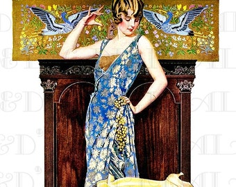 Checking Her STOCKING Seam!  Art Deco Flapper VINTAGE  Illustration. Flapper Digital Download. Digital Flapper Print. Coles Phillips!