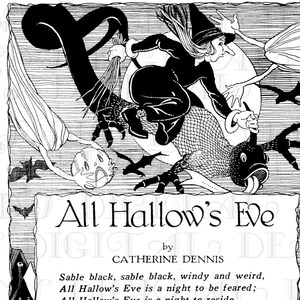 ハロウィンの詩！ヴィンテージデジタルハロウィンをダウンロード。雑誌からスキャン！テキスト付きとテキストなし！両方ゲット！