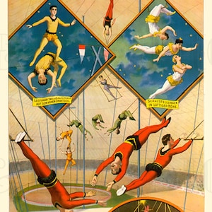 Antique CIRCUS Poster. Vintage Women TRAPEZE Artists Illustration. Vintage Circus Digital DOWNLOAD. Vintage Trapeze Artist Circus Print.