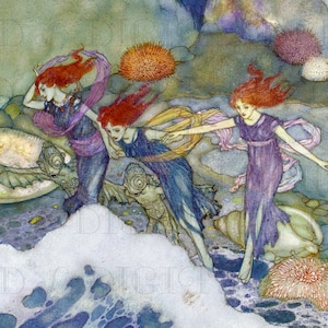Exquisite Sea Maidens MERMAID! Vintage Mermaid Illustration. Digital Fairy Tale Download. Vintage Digital Fairy Tale Print Edmund Dulac.