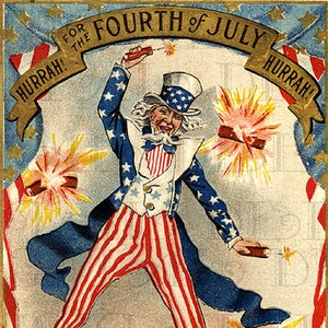 My FAV Uncle Sam 4th of July Vintage Illustration! Fourth of July Vintage Postcard Digital Download. Digital US Patriotic Print.