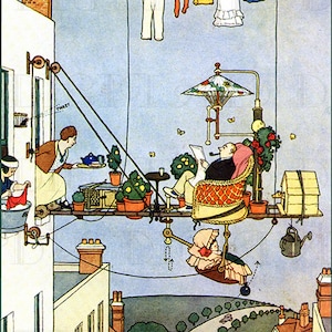 RARO. La casa dell&#39;uomo è il suo castello, o qualcosa del genere. W. Heath Robinson. Illustrazione DIGITALE d&#39;epoca. DOWNLOAD digitale.