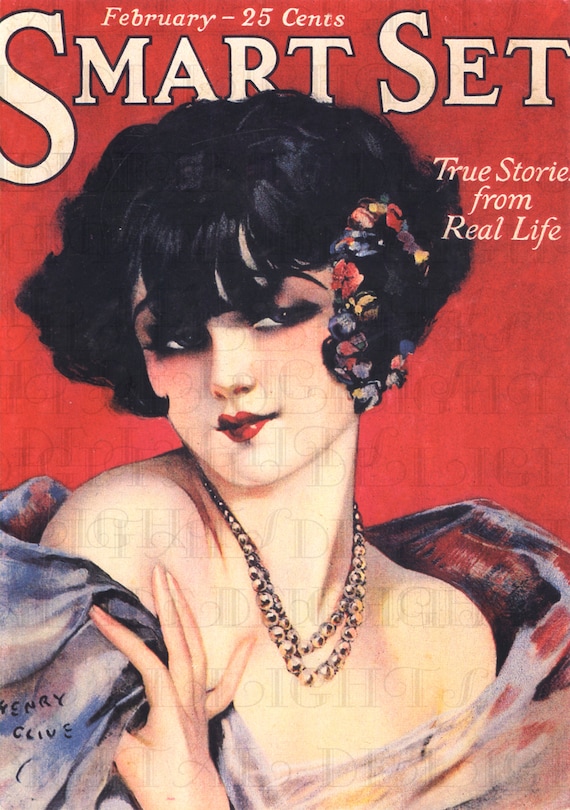 Girl With Rings Vintage Magazine Covers-Reproduction-The Flapper Black Dress