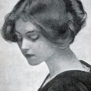 Art Nouveau Lady Portrait: Vintage Printable Image (Digital Download 7.333x10") image 1