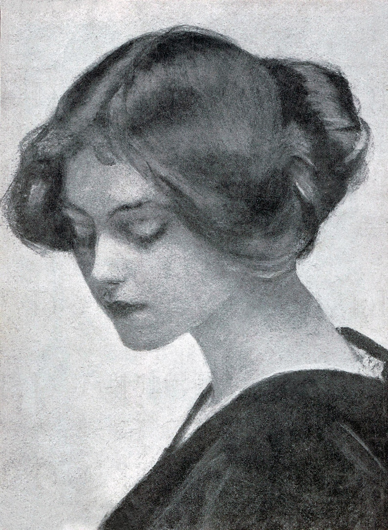 Art Nouveau Lady Portrait: Vintage Printable Image (Digital Download 7.333x10") image 1