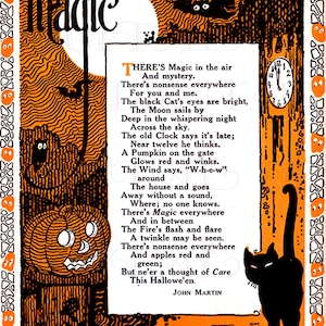 Large RARE Splendiferous Halloween Digital Download Poem. VINTAGE Halloween Digital DOWNLOAD. Vintage Illustration