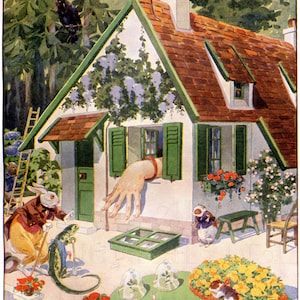 À partir de la PREMIÈRE édition. RARE. Alice coincée dans la maison.  Téléchargement numérique d'ALICE au pays des merveilles. Illustration vintage d'Alice.