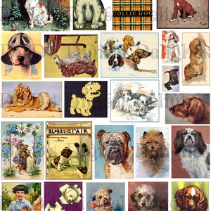 Adorables CHIENS ! Illustrations numériques VINTAGE Collage de chiots. Clipart numérique amusant de chien. Clipart numérique Collage imprimable chien.