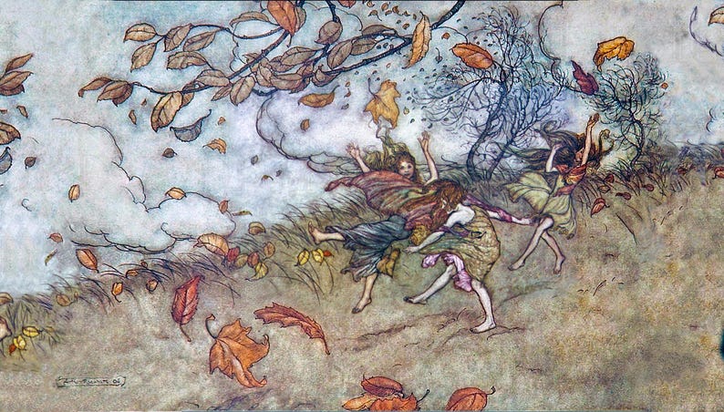 Arthur Rackham Halloween Print: Leaf Fairies Dancing (digital Download ...
