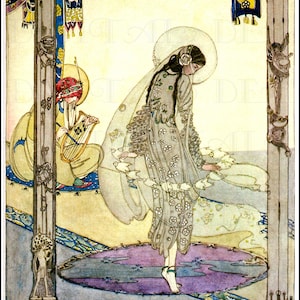 Jessie M. King Art Nouveau Print: Woman with Doves (Digital Download)