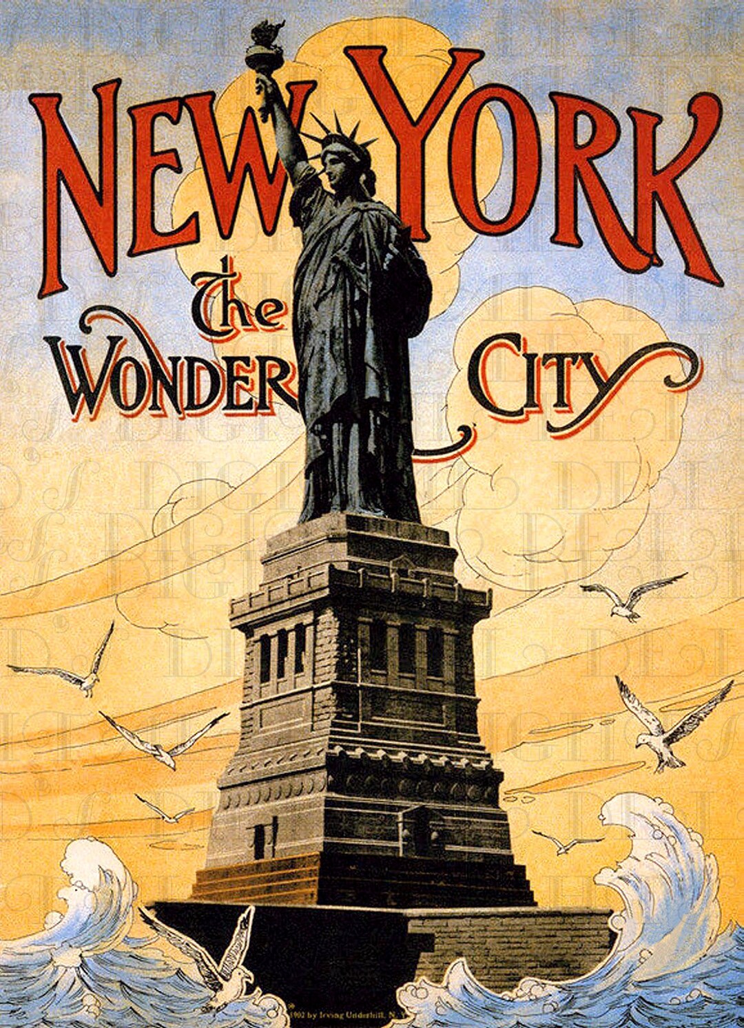 New YORK the WONDER City! Vintage Statue of Liberty