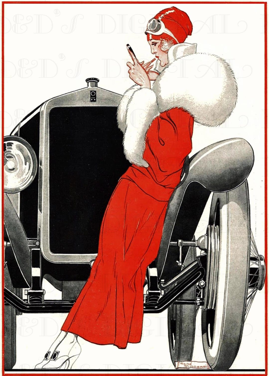 Putting on the Lips! Deco French Flapper Illustration: 1920s Paris ...