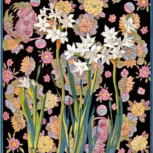 ODDBALL, Ilustração de Flor Vintage Excêntrica. Ilustração Vintage Digital para DOWNLOAD. Perfeito para Cartões de Felicitações.