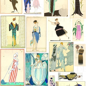 Vintage flapper-illustraties! 17 modieuze art-decoborden. Vintage flap mode CLIP ART! Digitale download. Afdrukbare afbeelding.