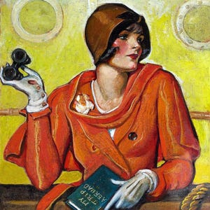 In viaggio all'estero! ILLUSTRAZIONE DIGITALE VINTAGE Art Déco Flapper. Immagine vintage stampabile da scaricare digitalmente. Biglietto di auguri perfetto!