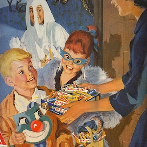 Mid-Century Halloween Candy Ad Print: Retro Trick or Treat Illustration (Digital Download)