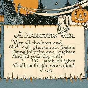 Vintage HALLOWEEN Card: Jack O' Lantern Ghost Illustration (digital ...