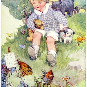 Anne Anderson. BUTTERFLY School! Vintage Illustration. Vintage Digital Download.