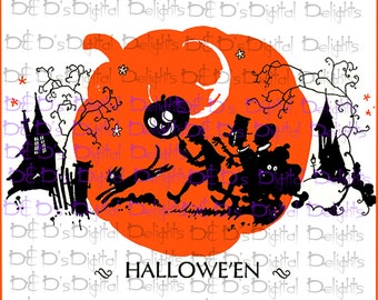 RARE VINTAGE Halloween Digital Download. Kids Trick Or Treating.