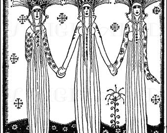 Illustration de conte de fées art déco : trois princesses/Kay Nielsen (téléchargement numérique) à partir de la première édition