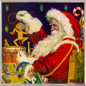 Old Fashioned Victorian Santa Claus Vintage Illustration. Christmas Digital Download