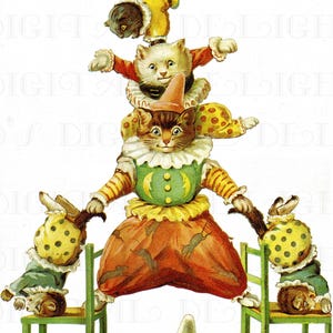 Louis Wain Kitty Acrobats Vintage Illustration: Cat Art (Digital Download)
