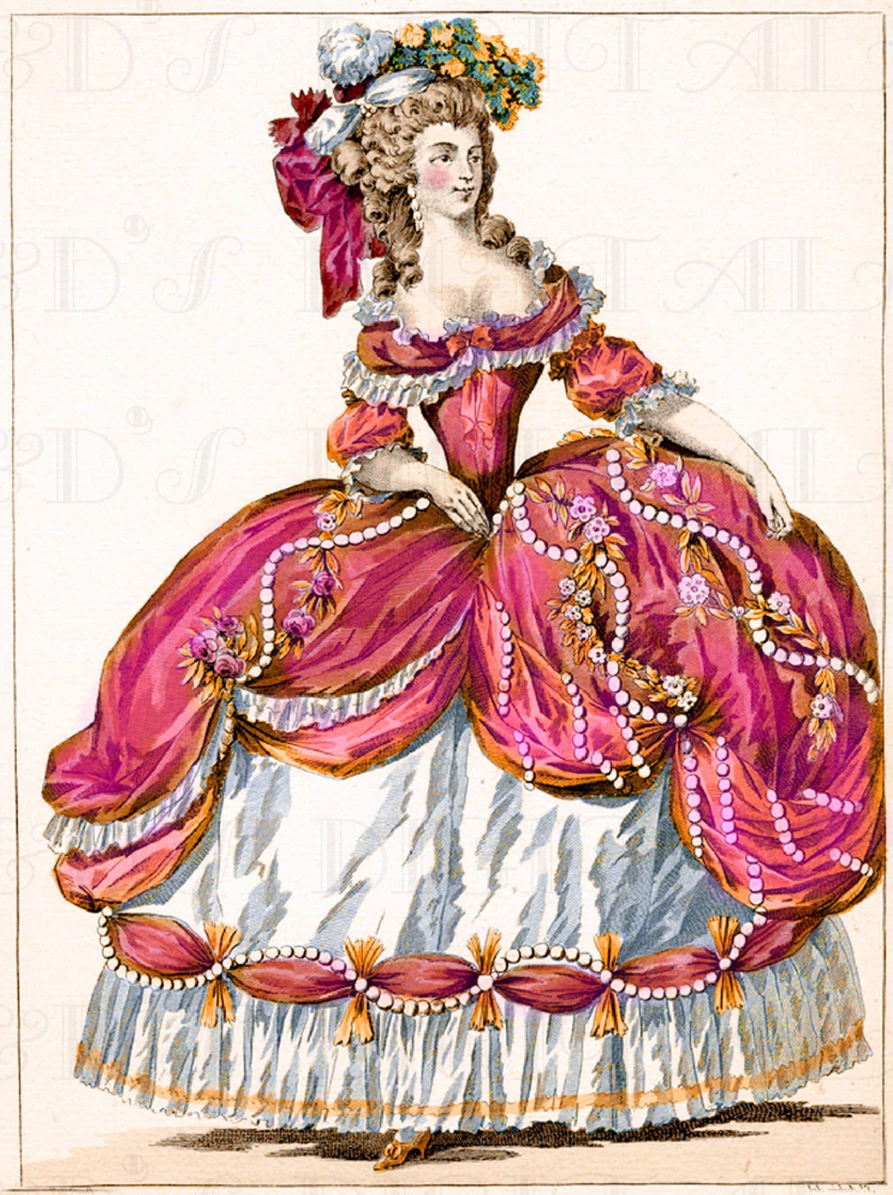 Marie Antoinette Print: Vintage French Fashion Illustration