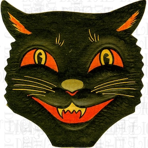 Vintage Halloween Black Cat. Vintage Halloween Digital Download. Vintage HALLOWEEN Illustration. Vintage Black Cat Diecut.