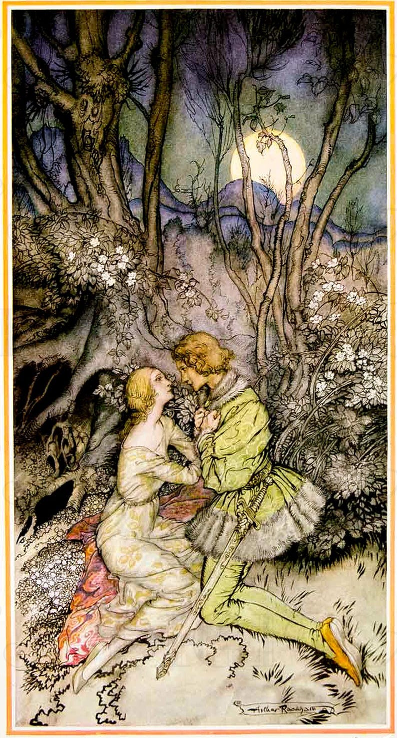 Arthur Rackham Fairy Tale Illustration: Princess and Prince Vintage Art ...