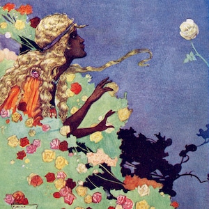 Vintage Fairy Tale Print: The Black Princess Illustration (Digital Download)