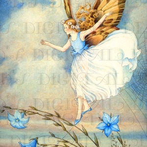 FAIRY Walks on SPIDER Web!  Vintage Fairy Painting. Fairy Digital Download. Digital Fairy Download. Vintage Digital Fairy Print!