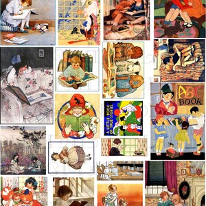 Boordevol fantastische kinderen om te lezen! Digitale CLIP Art downloaden. Afdrukbaar digitaal COLLAGE-vel. Alle maten. Zeldzaam. Vanaf de eerste edities!