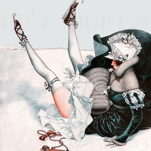 Fallen on Ice! Vintage Flapper Illustration: French Art Deco Magazine Cover. (Digital Download)