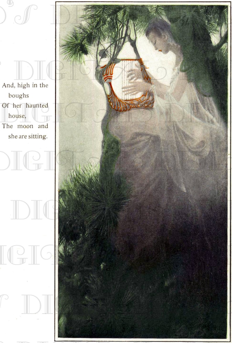 ethereal fairy and the moon vintage fairy digital etsy