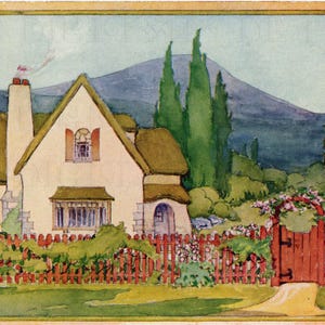 1920s Cottage Garden Illustration: Vintage Printable Image (Digital Download