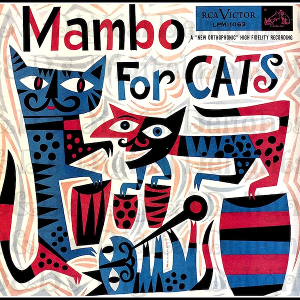 Mambo for CATS. Vintage ILLUSTRATION. Cat  Digital Download