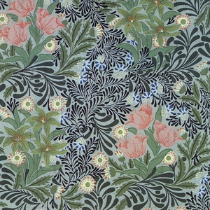 Wall Paper TULIPS! William Morris Pattern.  Vintage Arts and Crafts Tulip  ILLUSTRATION. Garden Digital Download. Vintage Tulip Print