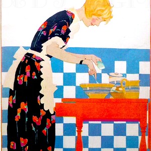 The Little Cook! Art Deco Flapper Illustration: Vintage Homemaking Art (Digital Download)